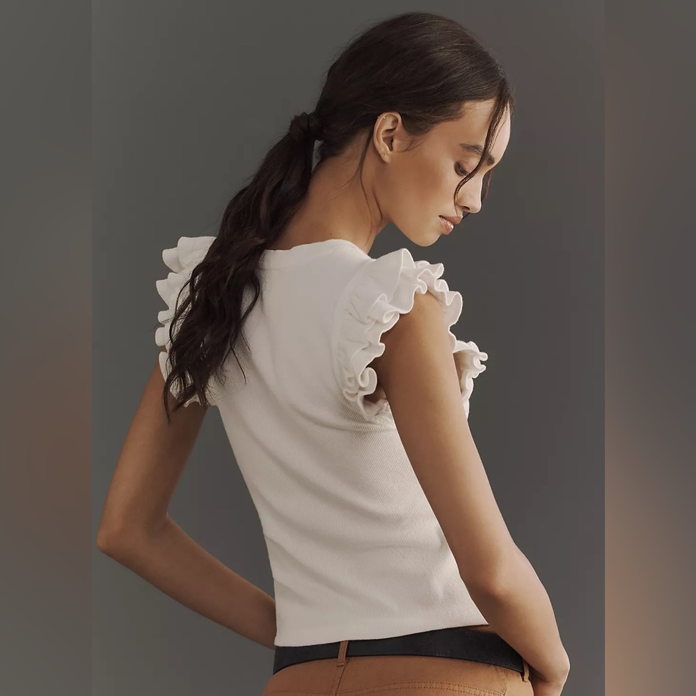 Maeve Ribbed Ruffle Tank Top - Picture 2 of 4